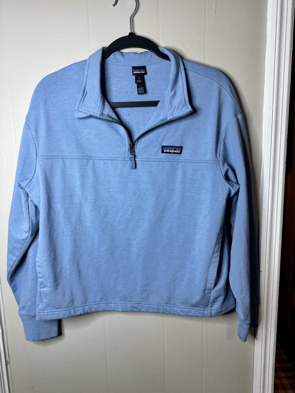 Patagonia Sky Blue Half-Zip Pullover Sweatshirt Women's Size Small - Picture 2 of 9